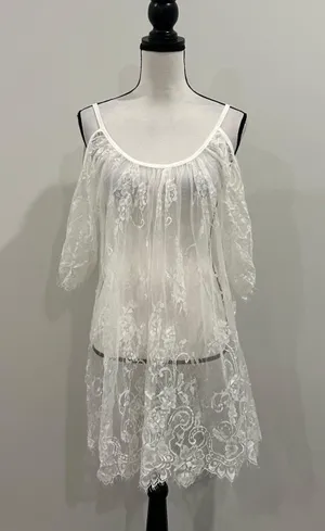 Lace Cover Shirt White Size XXL thumbnail 1