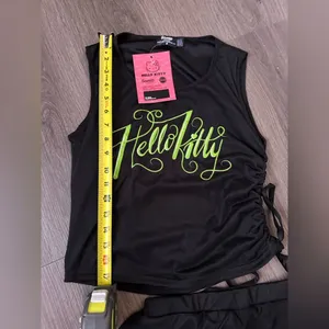 Dolls Kill Hello Kitty Neon Lime Ruched Set - Top & Shorts thumbnail 5
