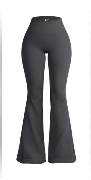 High Waist Charcoal Gray Flare Yoga Leggings thumbnail 1