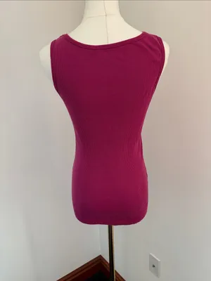 Motherhood Maternity Ribbed Scoop Tank - Fuchsia thumbnail 2