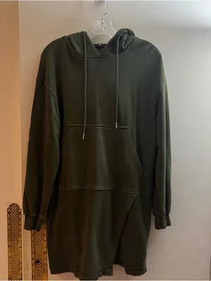 7 for all mankind women’s Olive Green Hoodie sweatshirt Dress size XS Side Slit thumbnail 3