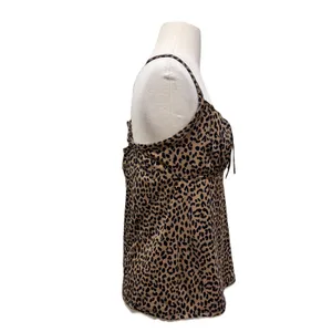 LANDS END Tankini 10 Cheetah Print Tan Black Swimsuit Top Adjustable Straps NEW thumbnail 5