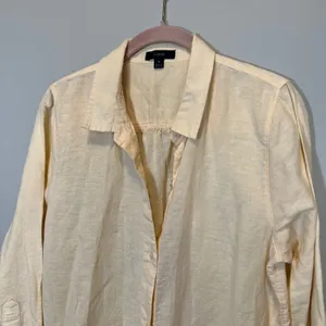 J. Crew Linen Cotton Blend Button Down Beach Shirt Dress Pale Yellow Women's M thumbnail 2