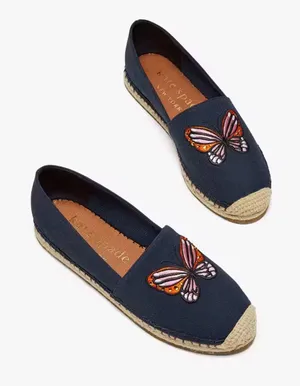 kate spade Navy Canvas Butterfly Espadrille Flats thumbnail 1
