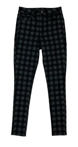 Aqua Pants Small Black Gray Skinny Stretch Gingham Workwear Office Business thumbnail 1