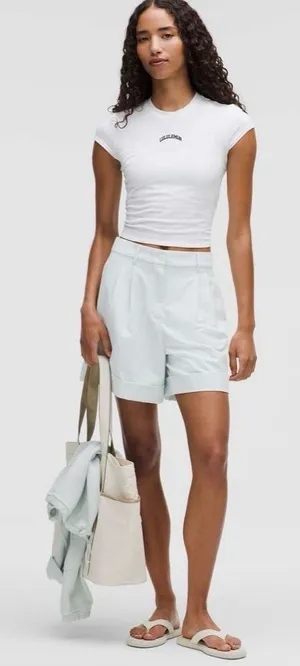 Lululemon LuluLinen High-Rise‎ Short 6" size 26 color is ocean air thumbnail 1