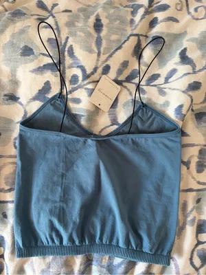 NWT- free people skinny strap blue brami crop top thumbnail 4