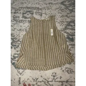 Max Studio London Striped Sleeveless Top Tan White M NWT thumbnail 2