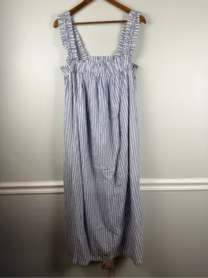 J.Crew Women’s Cotton voile ruffle-trim Lined dress striped With Pockets Size me thumbnail 4