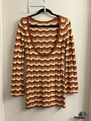 Rhythm. Sunshine Chevron Knit Long Sleeve Mini Dress Size Medium thumbnail 5