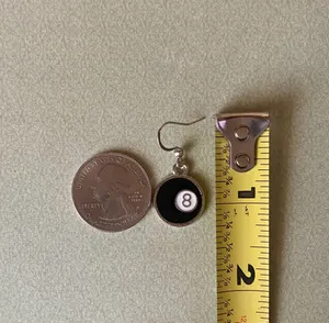 Handmade y2k funky grunge style 8 ball simple dangle earrings 🎲🖤💕 thumbnail 6