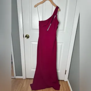 Katie May Pink One Shoulder Cut Out Back Edgy Maxi Dress Magenta Pink Medium thumbnail 3