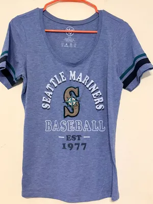 Women's Royal Blue 47 Brand Seattle Mariners Round Neck T-Shirt Size Medium thumbnail 1