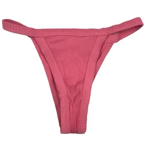 Meshki Pink Ribbed Knit 2 Piece Beach Swimsuit Swimwear Bikini Set Size L & M thumbnail 4