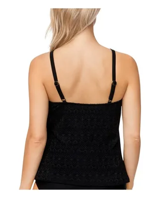 NWT Island Escape Womens Crochet Underwire Tankini Top Swim N760149 Black 14 thumbnail 2