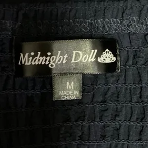 Midnight Doll Blue Smocked Square Neck Puff Sleeve A Line Mini Dress Size M thumbnail 4