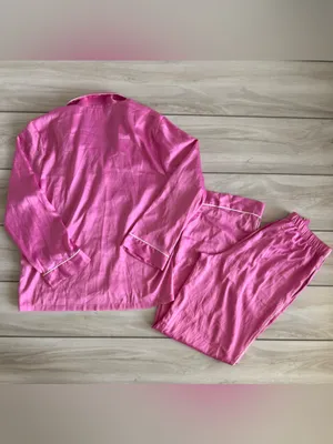 Victoria’s Secret Signature Satin Shine Long Pajama Set Pink Small NWT thumbnail 5