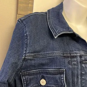 Levi’s Strauss & Co Blue Ombré Cropped 3/4 Sleeve Jean Button Down Jacket- Large thumbnail 7