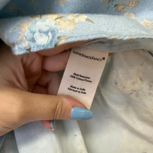 LoveShackFancy Dim Star Floral Tiered Mini Skirt Blue Size Small thumbnail 7