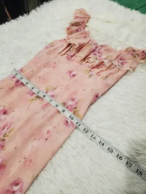 ASTR Laisha Ruffle Midi Dress in Pink Floral Medium thumbnail 5