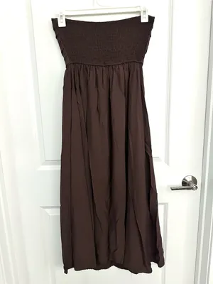 Alter’d Stare Strapless Brown Midi Dress Medium thumbnail 2