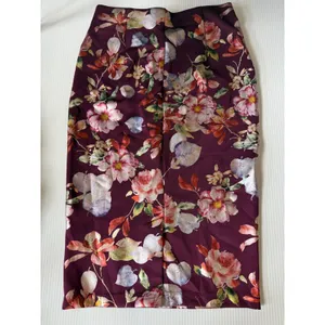 ECI Floral Pencil Skirt Elegant Career Party Maroon Print‎ S thumbnail 5