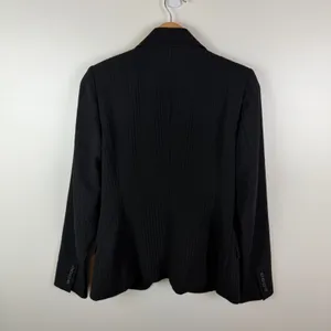 Tahari Black Pinstripe Suit Jacket Blazer Small Business Office Career Classic‎ thumbnail 3