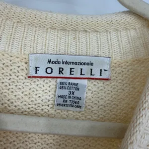 Vintage Cream Cable‎ Knit Tunic Sweater Womens 3X Ramie Cotton Roll Neck 90s thumbnail 7