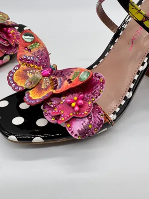 Betsey Johnson Camile Sandals 3D Butterfly Floral Ankle Strap Polka Dot Heel 5.5 thumbnail 18