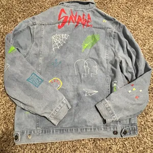 Brooklyn Cloth Savage Graphic Denim Jacket Light Wash Blue XL Streetwear Trucker thumbnail 5