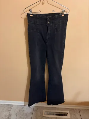 Free People We The Free Jayde Flare Jeans in Onyx thumbnail 3