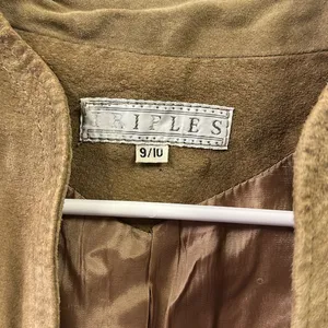 Vintage Suede Tan Open Front Pocket Jacket Puff Sleeve Womens Juniors 9 10 thumbnail 12