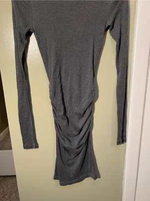 Stateside Women’s Sz XS Kate Ribbed Dress Bodycon Midi Length Dark Gray Long Slv thumbnail 8