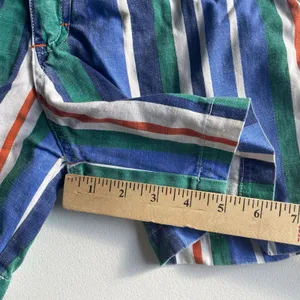 Extra Blues Vtg. 1990's High Rise Shorts Blue Green Stripes 100% Cotton Size 5 thumbnail 9