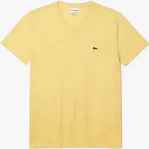 Lacoste Women's Yellow V-Neck Short Sleeve Tee Sz 38 NWT thumbnail 1