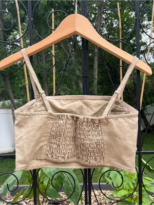 Gap Women’s Beige Linen Cotton Blend Cropped Tube Top Sz S NEW Removable Straps thumbnail 3