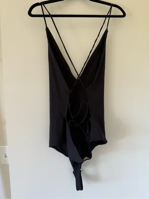 free people Black V-Neck Spaghetti Strap Bodysuit thumbnail 2