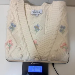 Paris Atelier & Other Stories Cream Floral Embroidered Cable Knit Vest M Preppy thumbnail 9