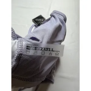 ZAFUL Womens Lavender Ribbed Tie Front High Waisted Two Piece Bikini Set Size S thumbnail 11
