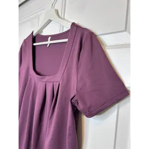Halara Pleated Square Neck Top M Plum thumbnail 2