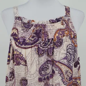 Band of the Free Paisley Maxi Dress Womens Size S‎ Cream Purple Boho Beachy NWT thumbnail 9