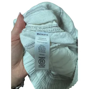 Athleta Striped Linen Blend‎ Shorts Womens Size 4 Cream Drawstring Pockets thumbnail 4