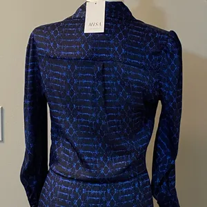 Misa Los Angeles Valentina chiffon midnight Shibori print sheer dress size XS thumbnail 6