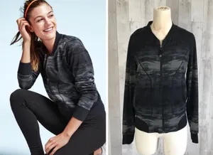 Athleta Bombastic Bomber Zip Up Jacket Small Black Small thumbnail 2