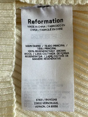 Reformation Cream Nativa Wool Ribbed V-Neck Sweater thumbnail 5