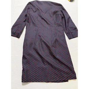 The Limited Navy Blue Red Polka Dot Button Front Shirt Dress Medium 3/4 Sleeve thumbnail 5