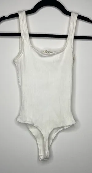Sky and Sparrow- White Ribbed Bodysuit thumbnail 1
