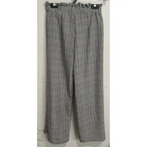 BeBop Black White Plaid Tie Front Wide Leg Pant M, Casual Travel Office Comfort thumbnail 4