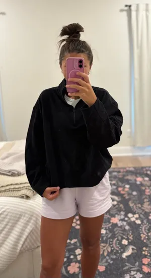 Athleta Black Half-Zip Pullover Hoodie thumbnail 1