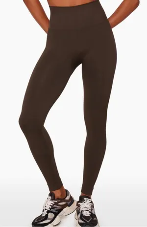 SET ACTIVE SculptFlex Chocolate Brown Ribbed Leggings + Sports Bra Set thumbnail 1